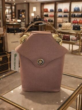 Dusty Rose Top-Handle Bucket Bag With Crossbody